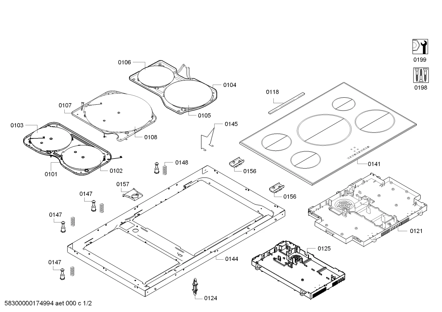 Glass Ceramic Hob Top Frame Glass Spare Part (Set)
