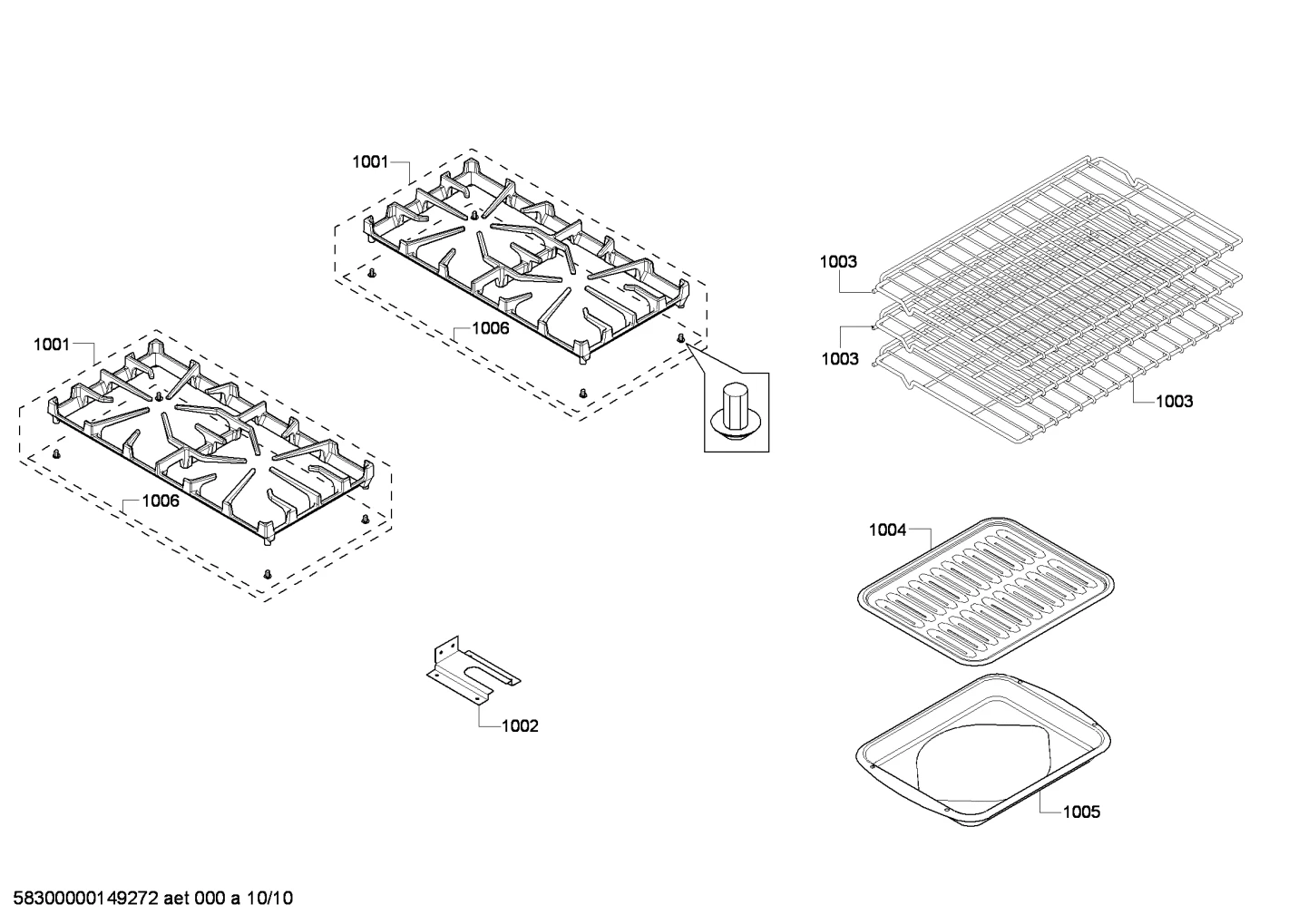 shelves trays (1001-1006)