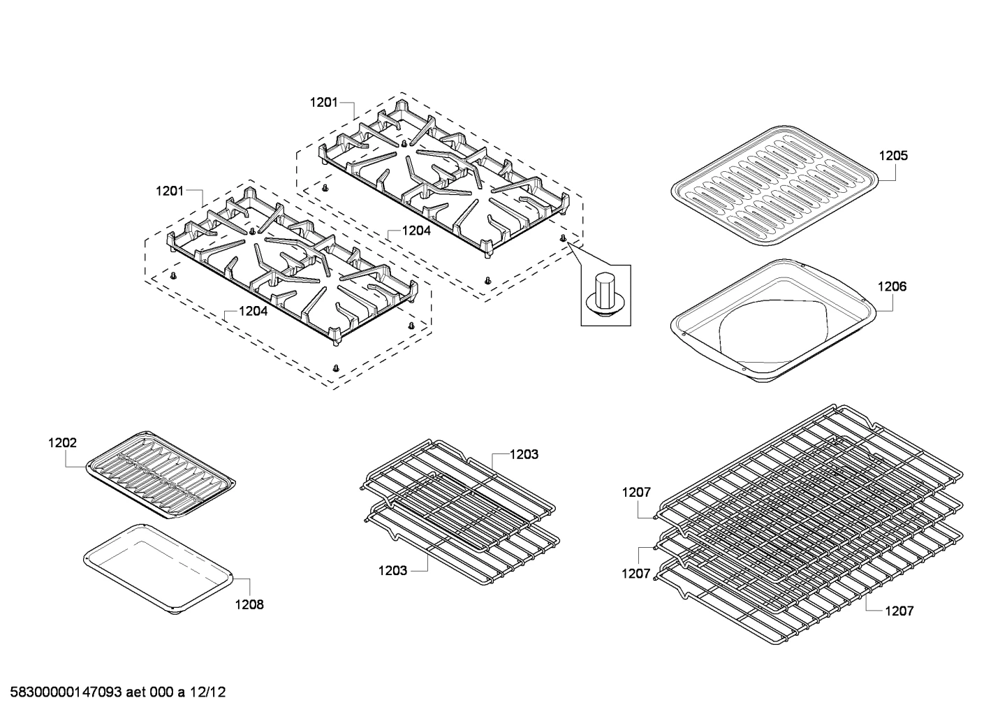 shelves trays (1201-1208)
