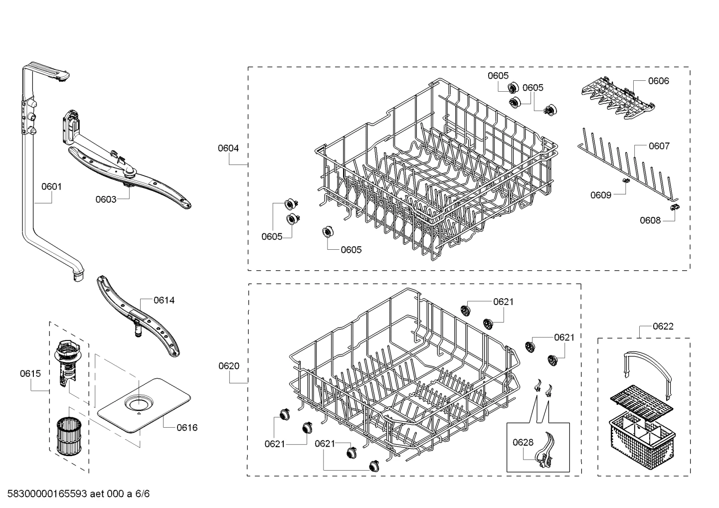Gray, W/ 2 Small Item Clips, For Lower Rack