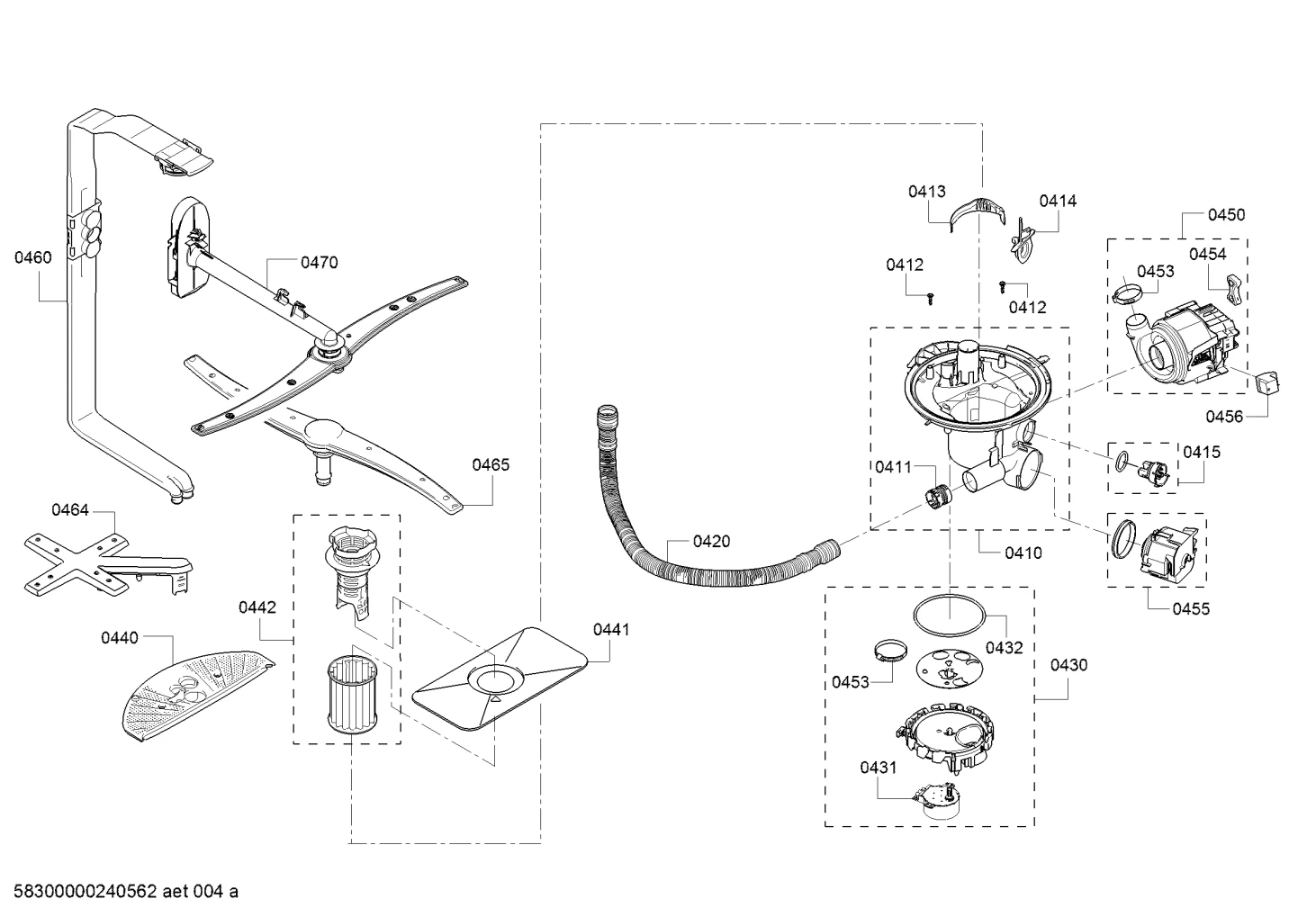 Spray Arms, Door & Housing (0410-0470)