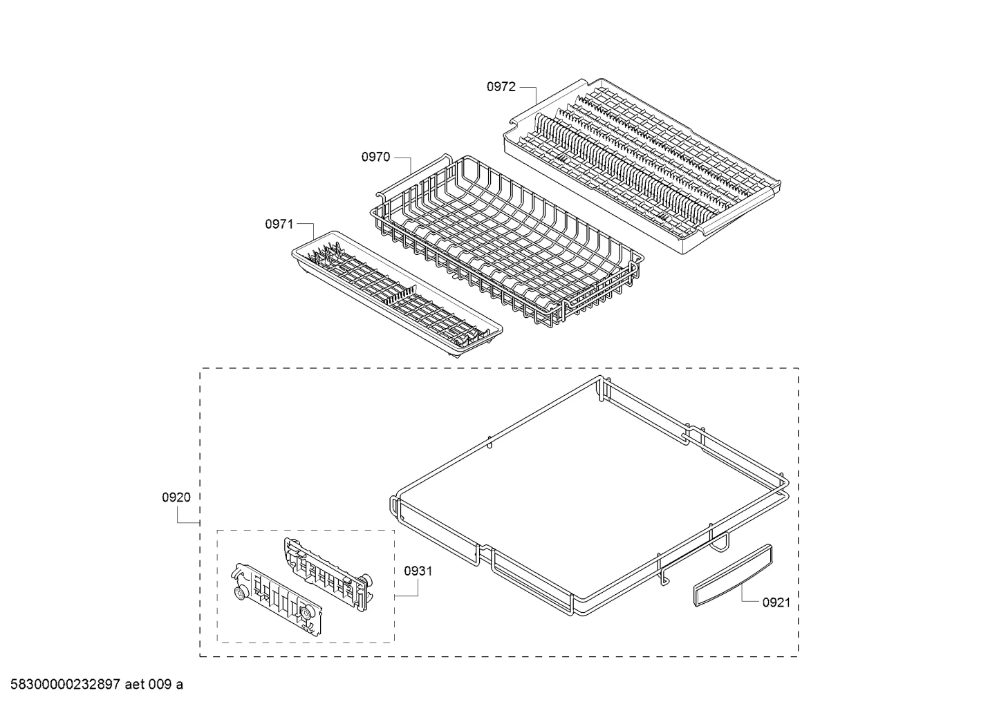 Cutlery Drawer 3rd Rack Frame, Holders And Handle