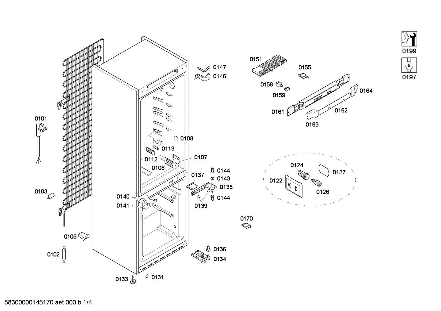 Door & Housing, shockabsorbers (0102-0199)