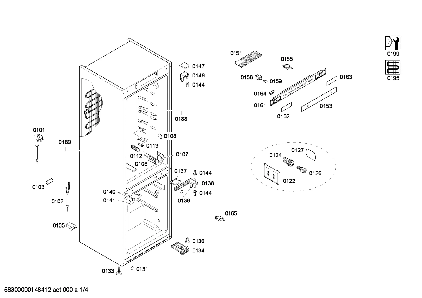 Door & Housing, shockabsorbers (0102-0199)