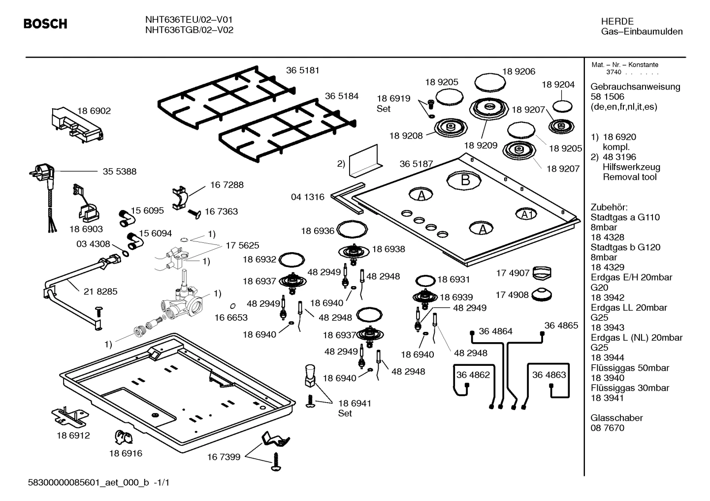 burnercaps rings, thermocouples (0007-3008)