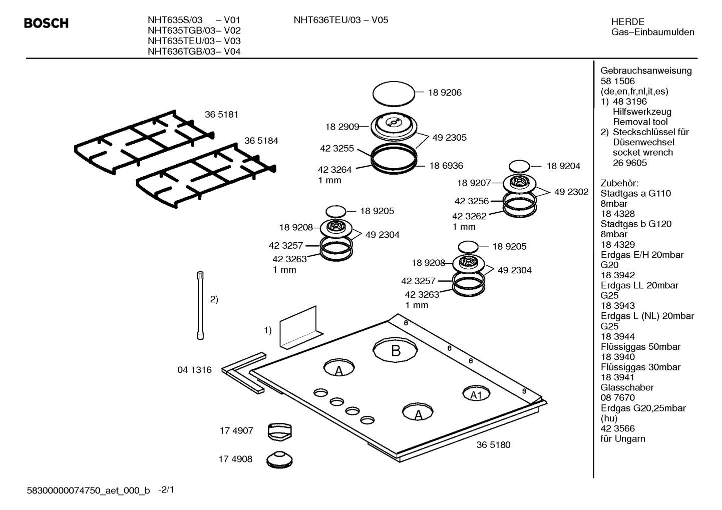 burnercaps rings, thermocouples (0008-3008)