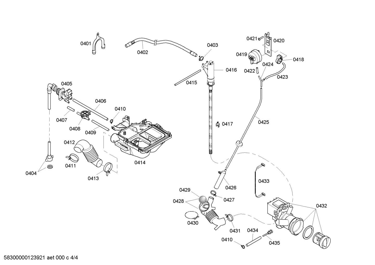 Wire Harness, Drain Pump, 230V, Washer