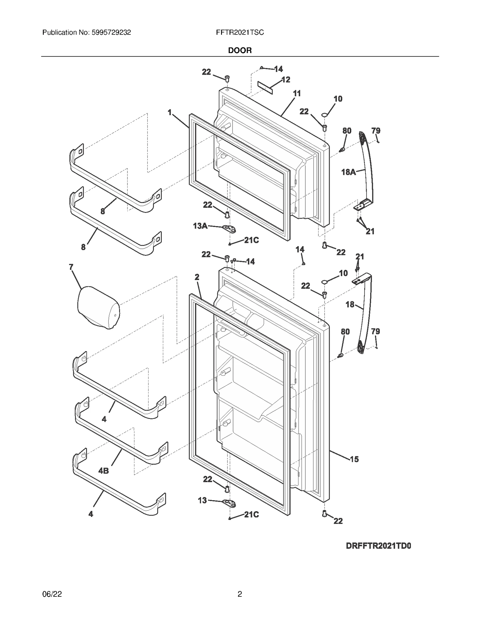 Door Assembly 21' Stainless Steel