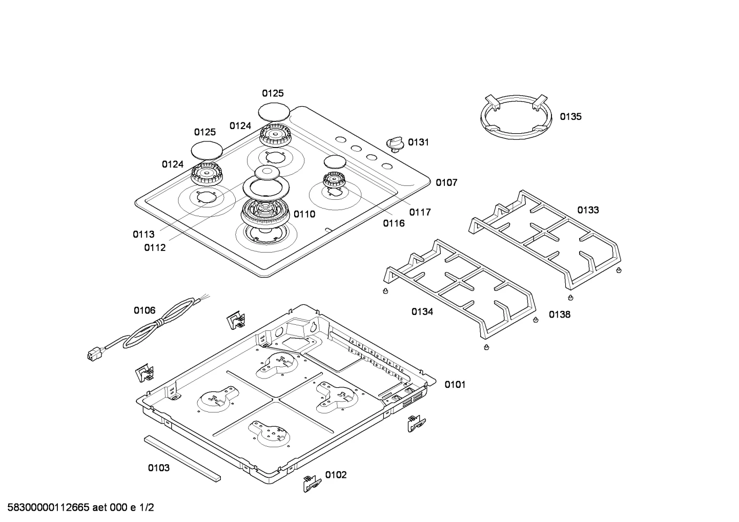 burnercaps rings, othergasparts (0110-0197)