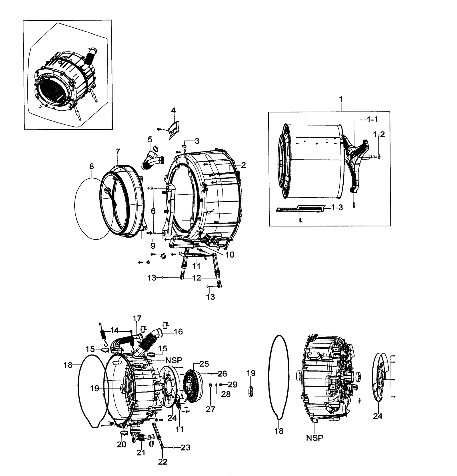 Assembly Semi Tub Front