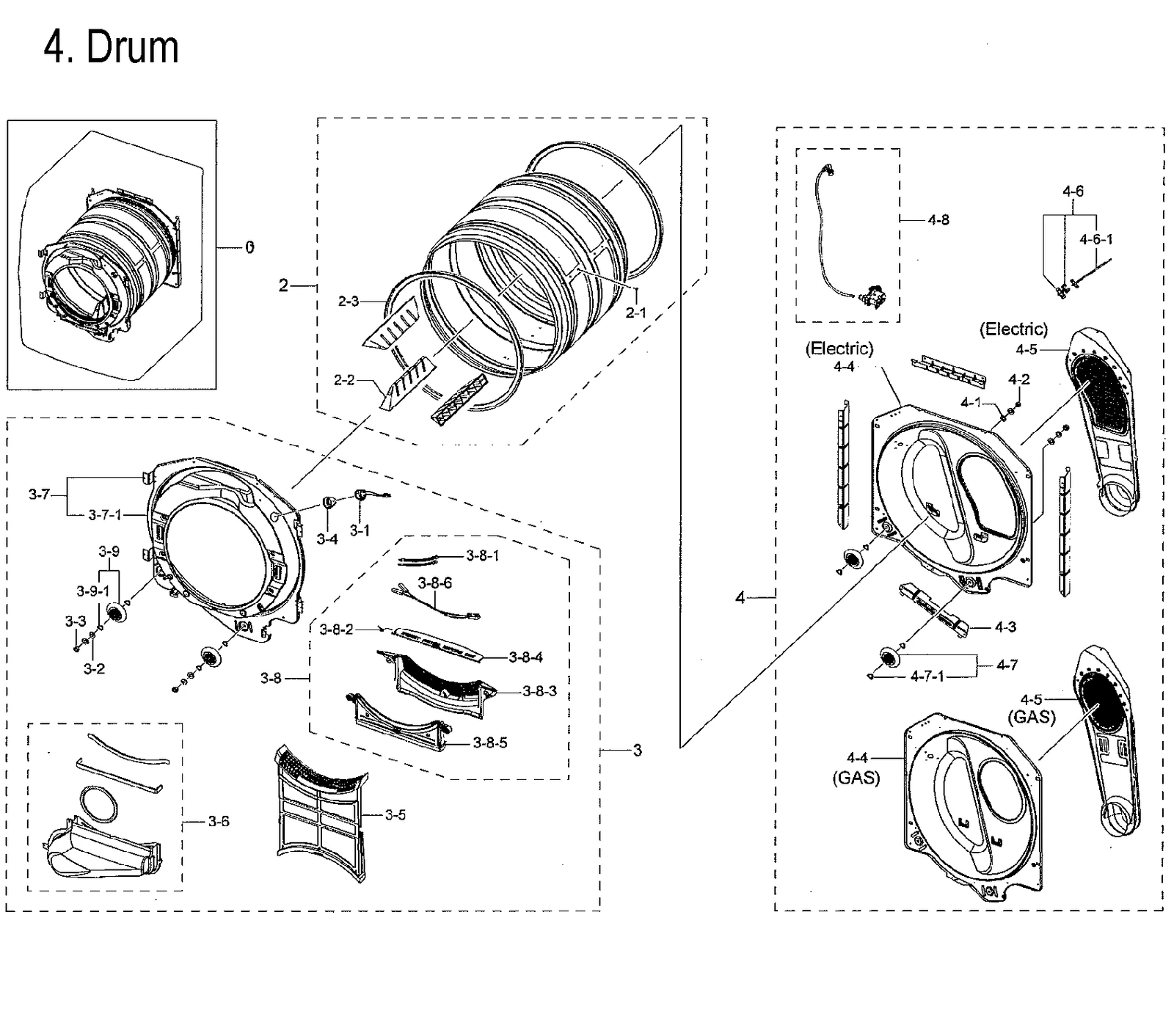 Drum Back Assembly DV45K6200G, GAS