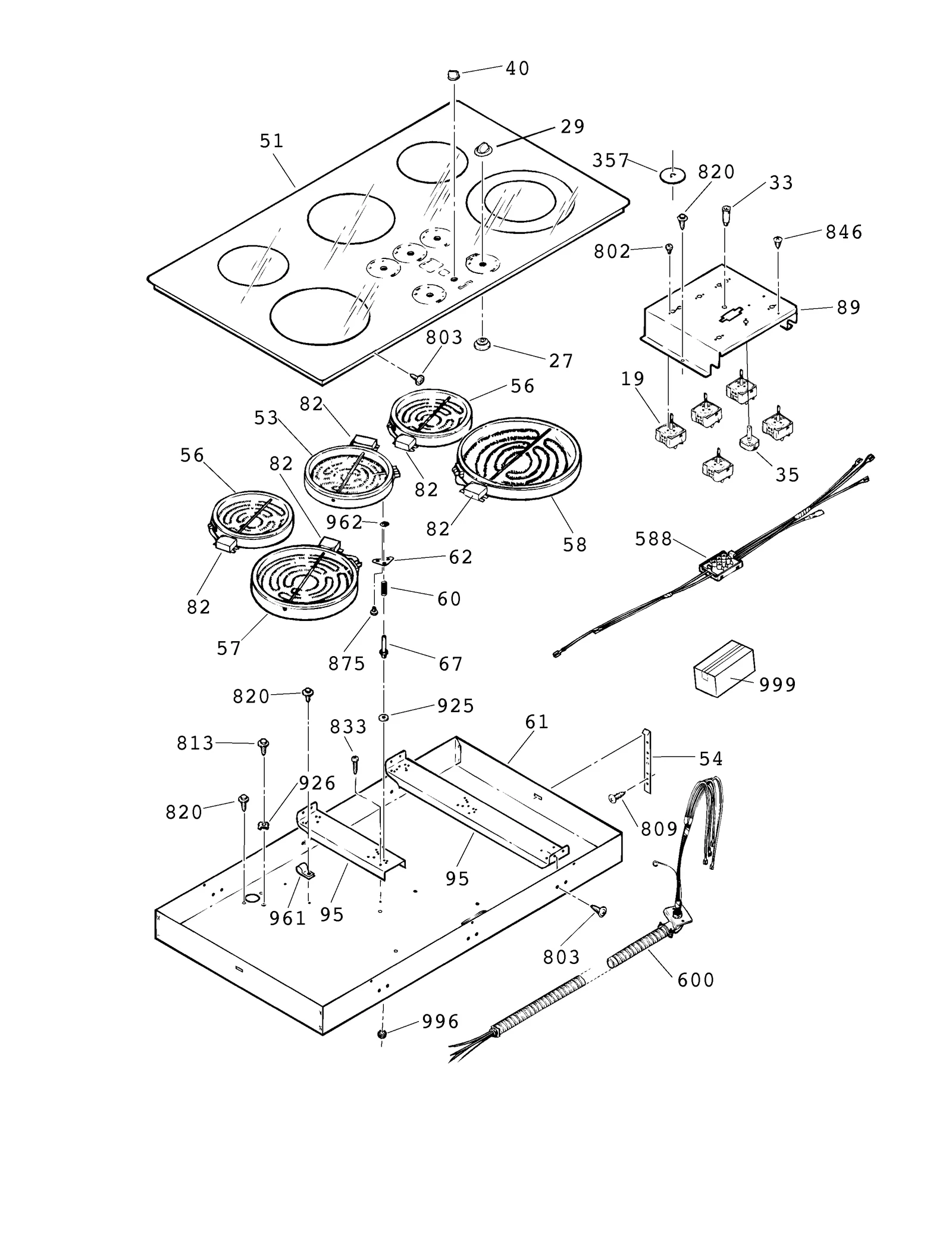 Glass Maintop Assembly (White)