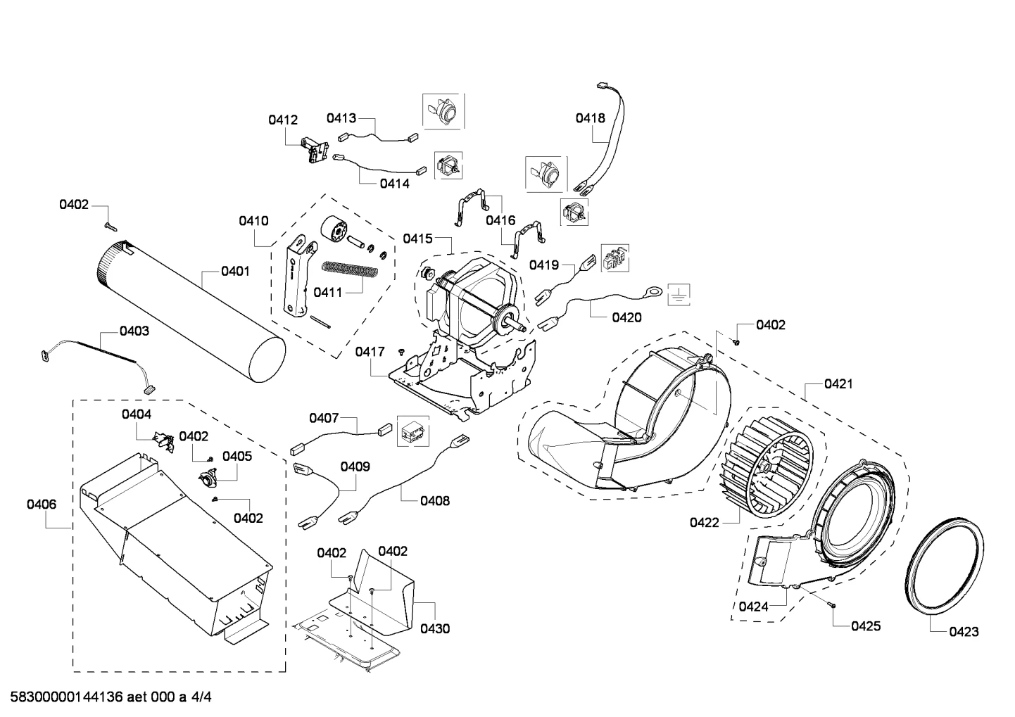 Fan Housing Assy., Dryer