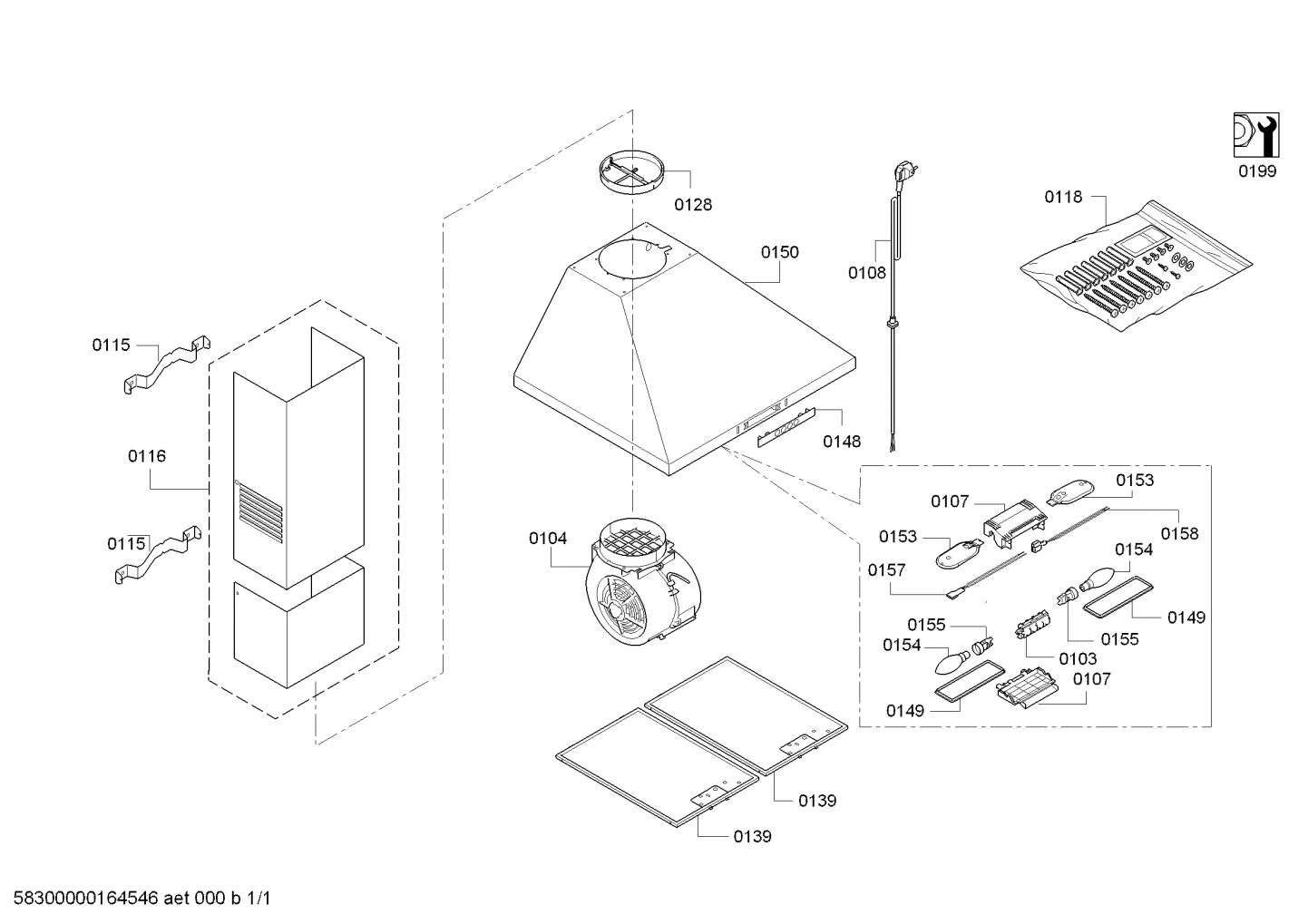 Hxbxt: 522mm X 250mm X 170mm Telescoping Outer Duct