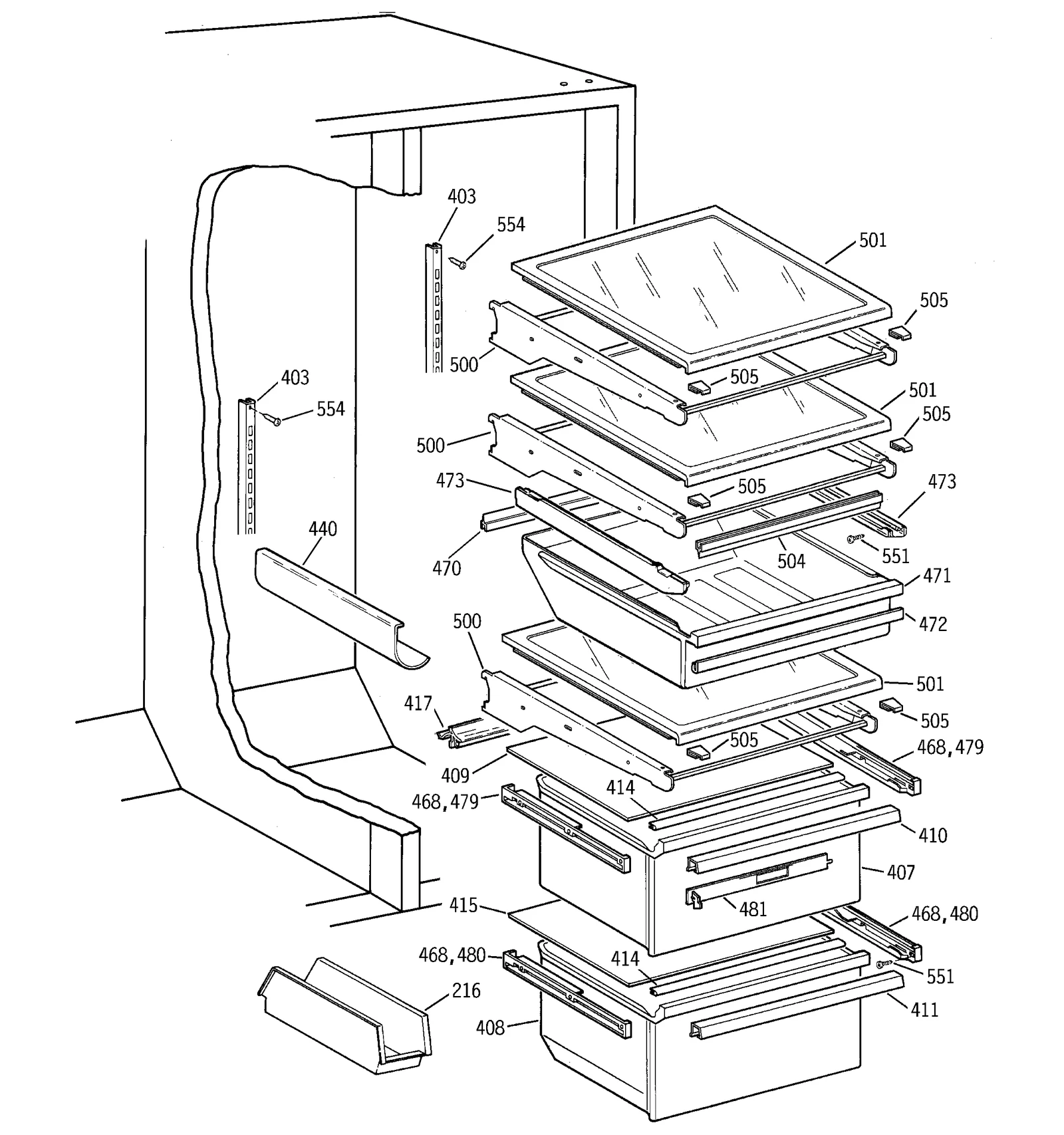 Cantilever Spill Shelf