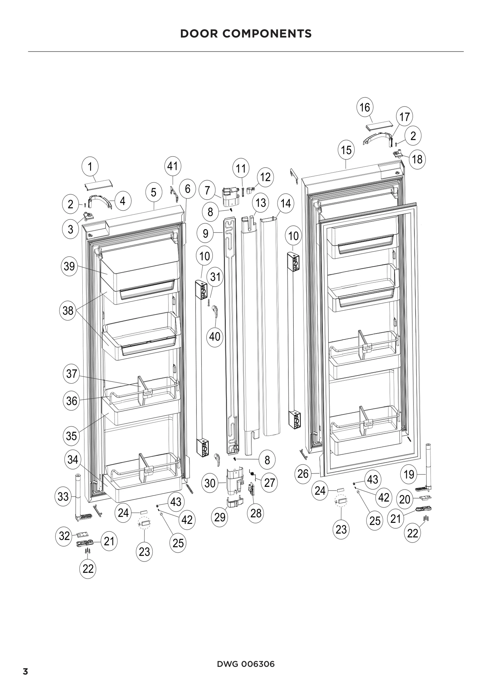 Door Left Panel 445X1135 DCS HSW