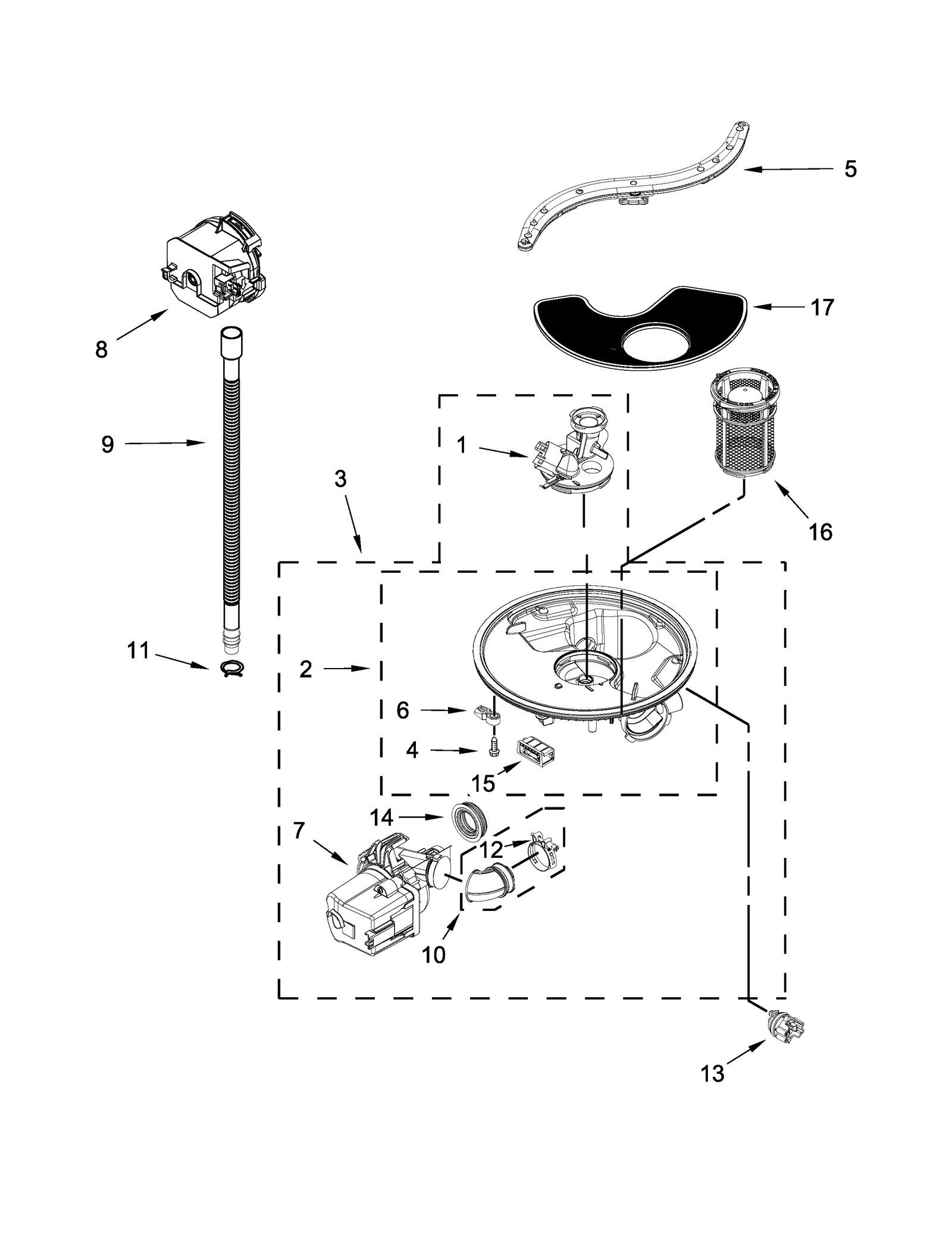 PUMP, WASHARM AND MOTOR PARTS