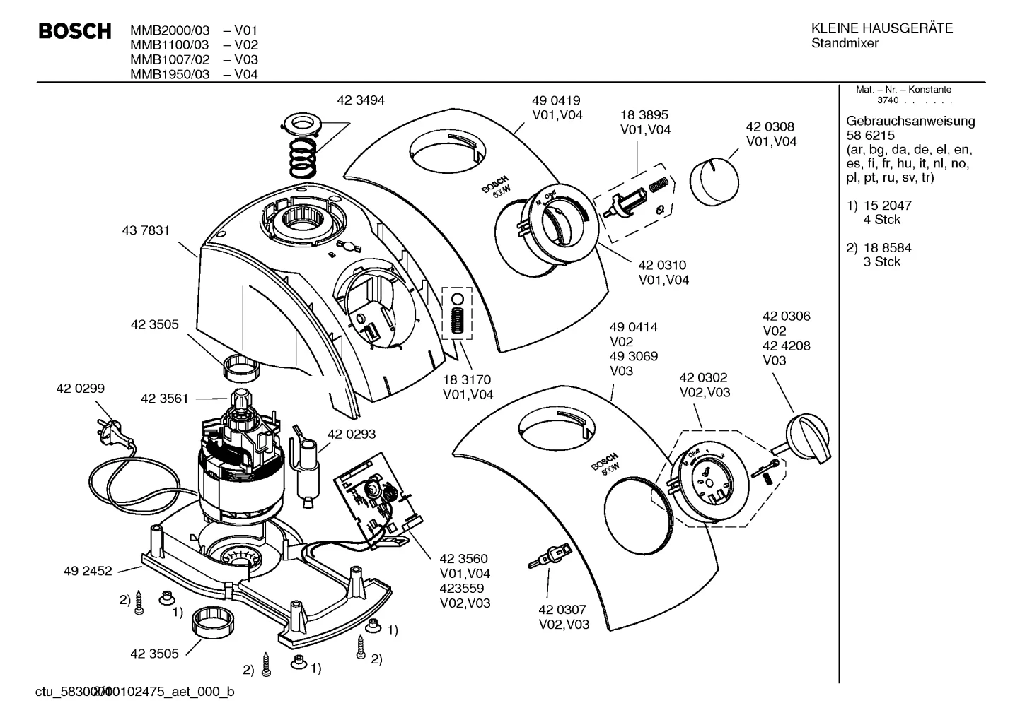Lids & Covers, Screws (0001-0033)