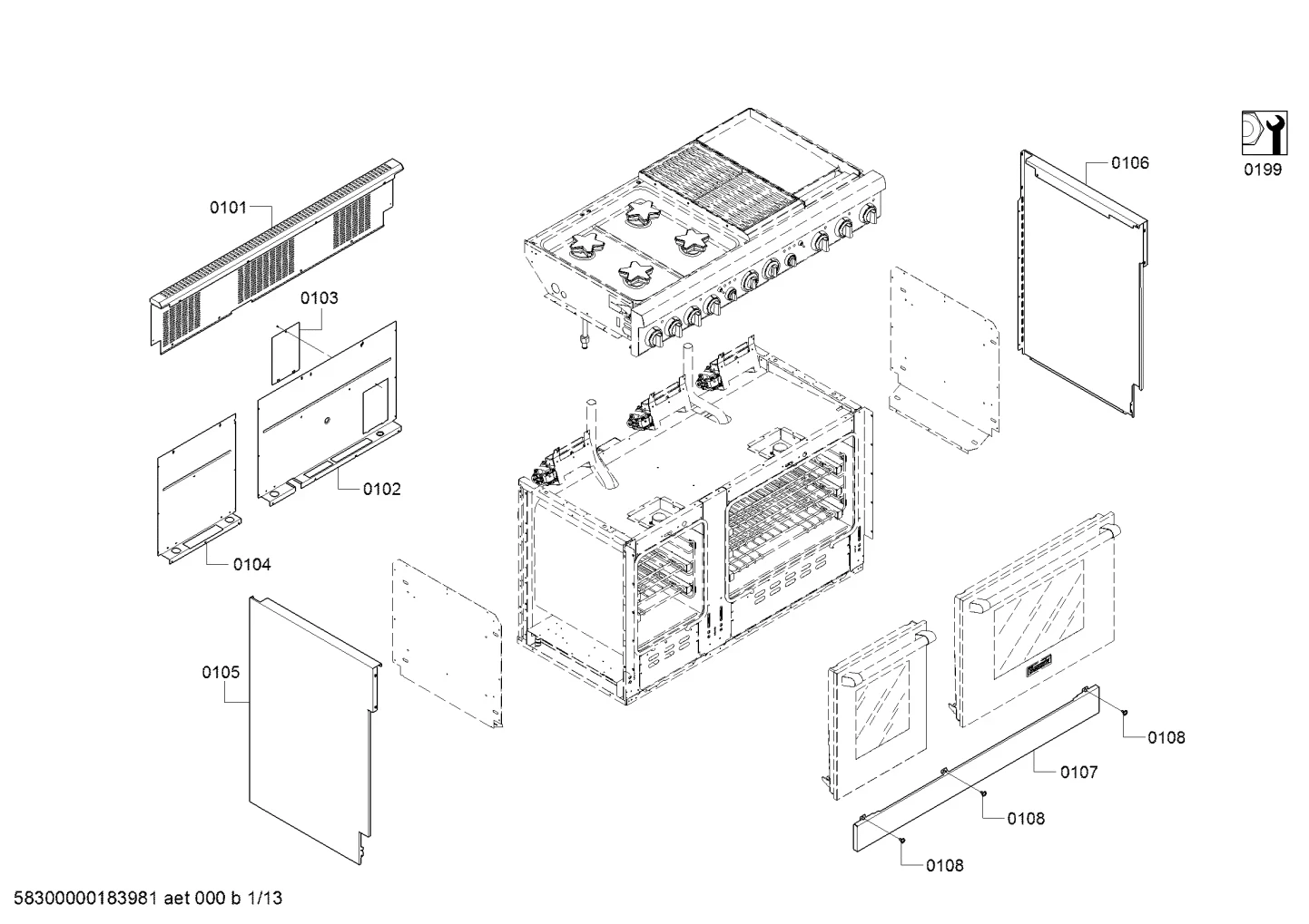 Panel, Back 48" Small Oven