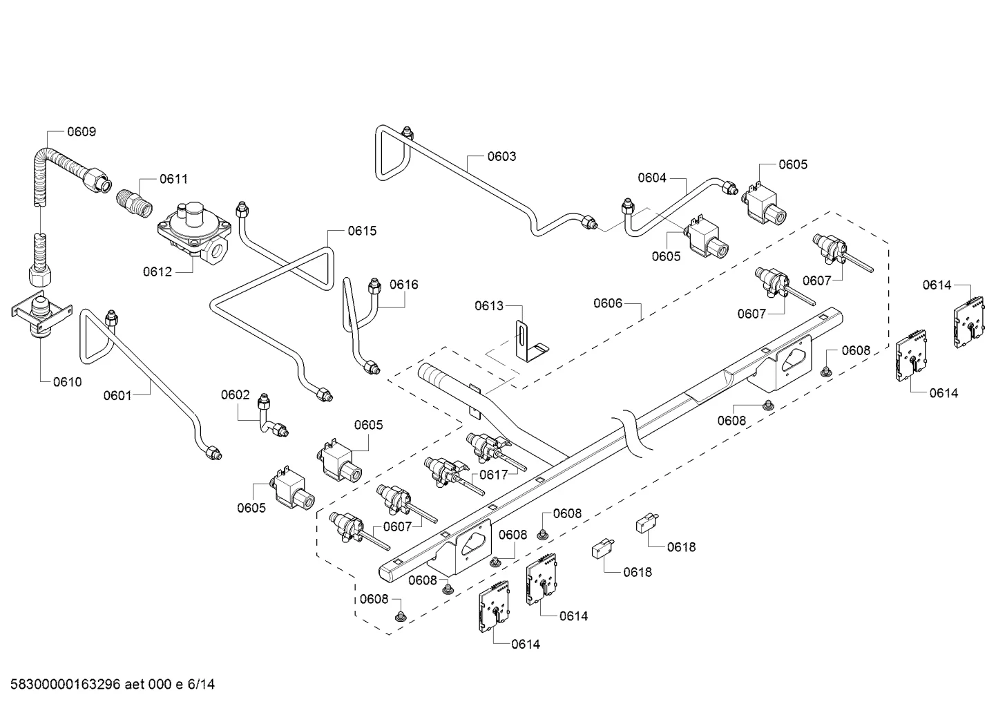 Tube, Gas, Right, Back, 48-Inch Range