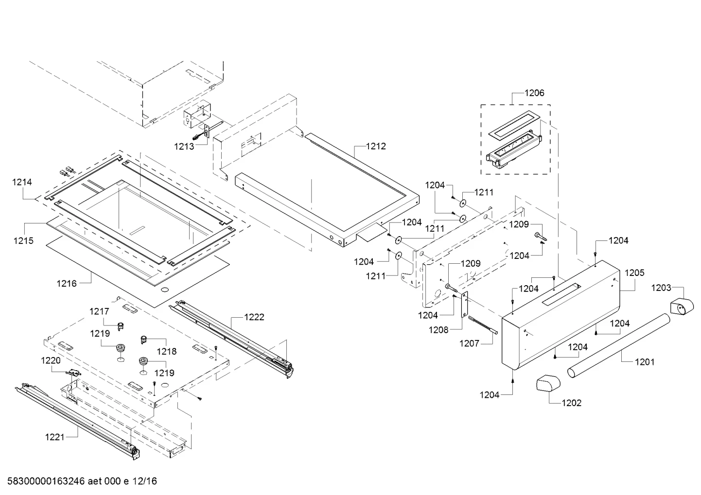 Srvc Asm - Facia, Warming Drawer, PRD48JDSGU / PRD48JDSGC