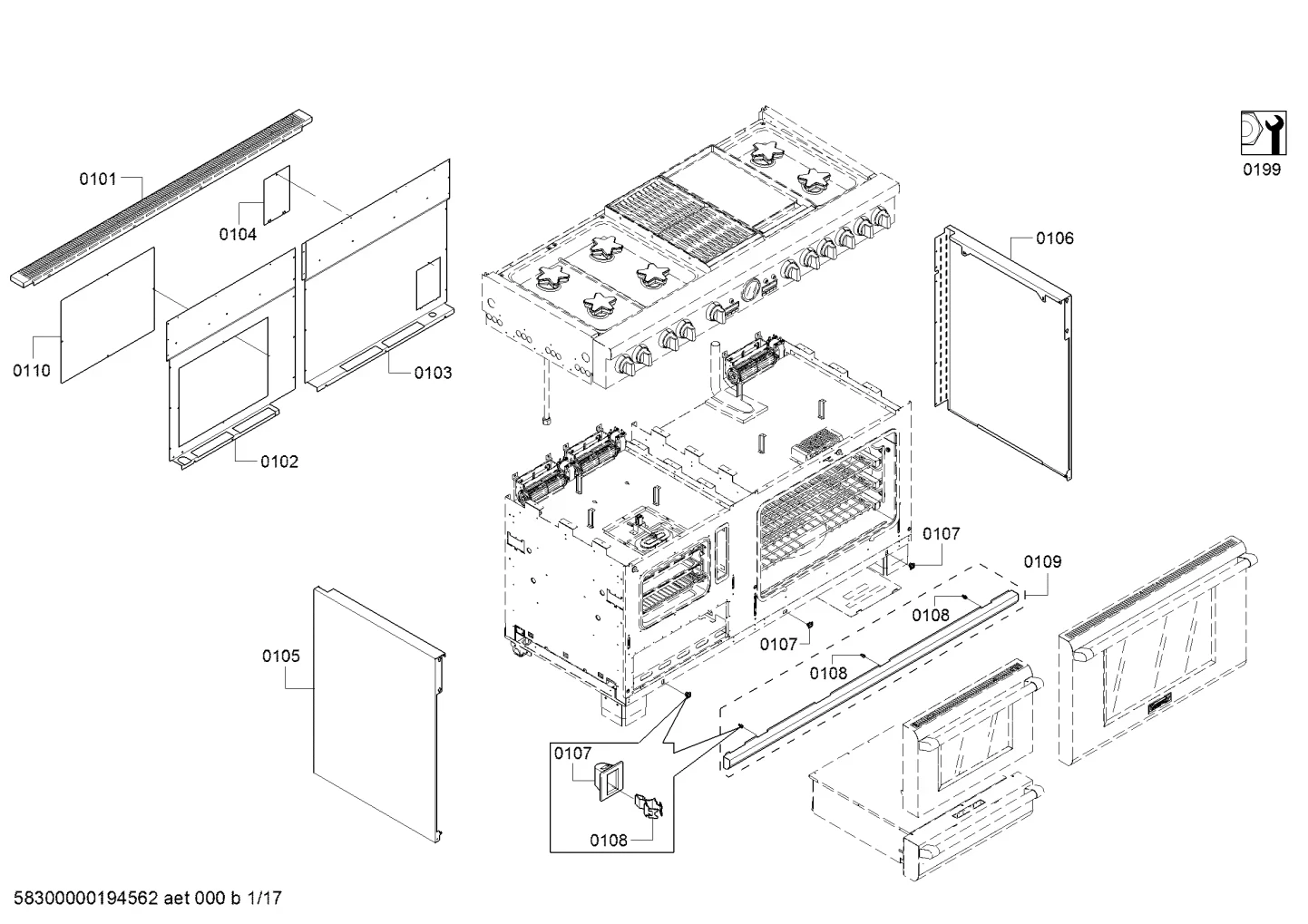 Side Panel, RH, 60" Steam