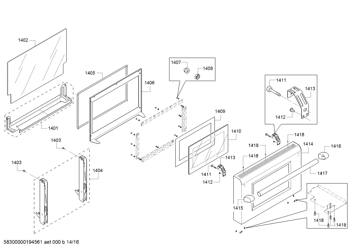 Srvc Kit - Hinge Kit, 60" Soft Close Steam