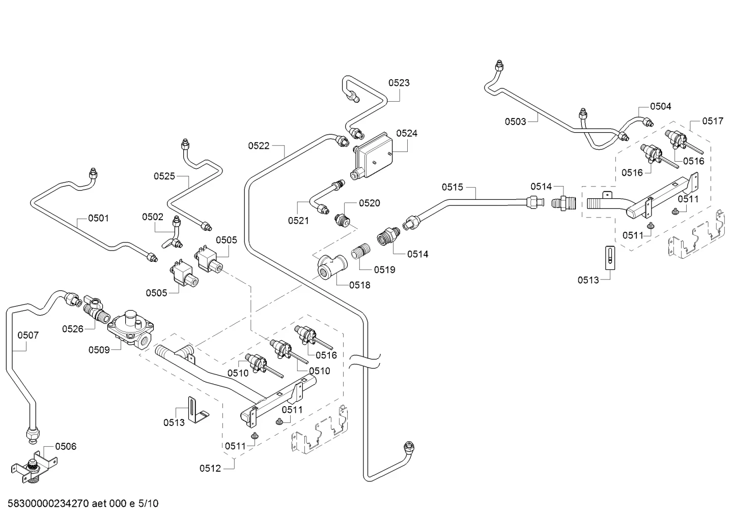 Tube Gas Line, Mani->Safety Valve, 30"5 Asm