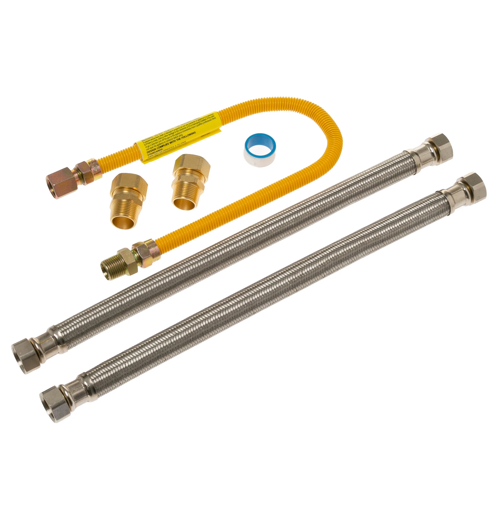 18" Braided Gas White Connector Kit