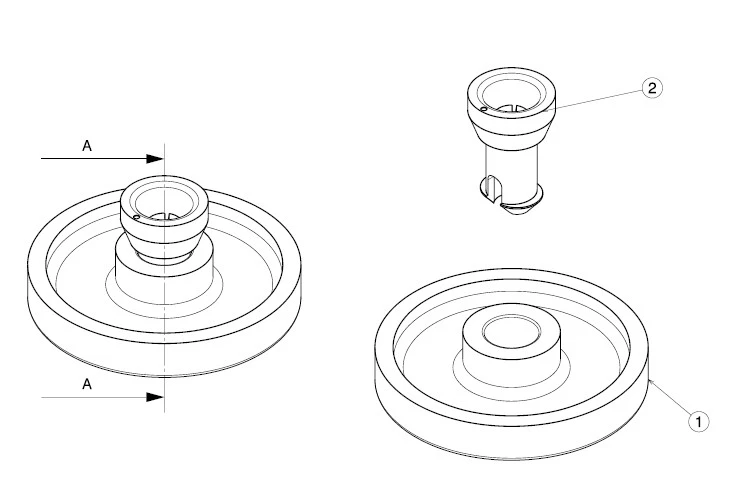 Lower Rack Wheel and Bushing Assembly