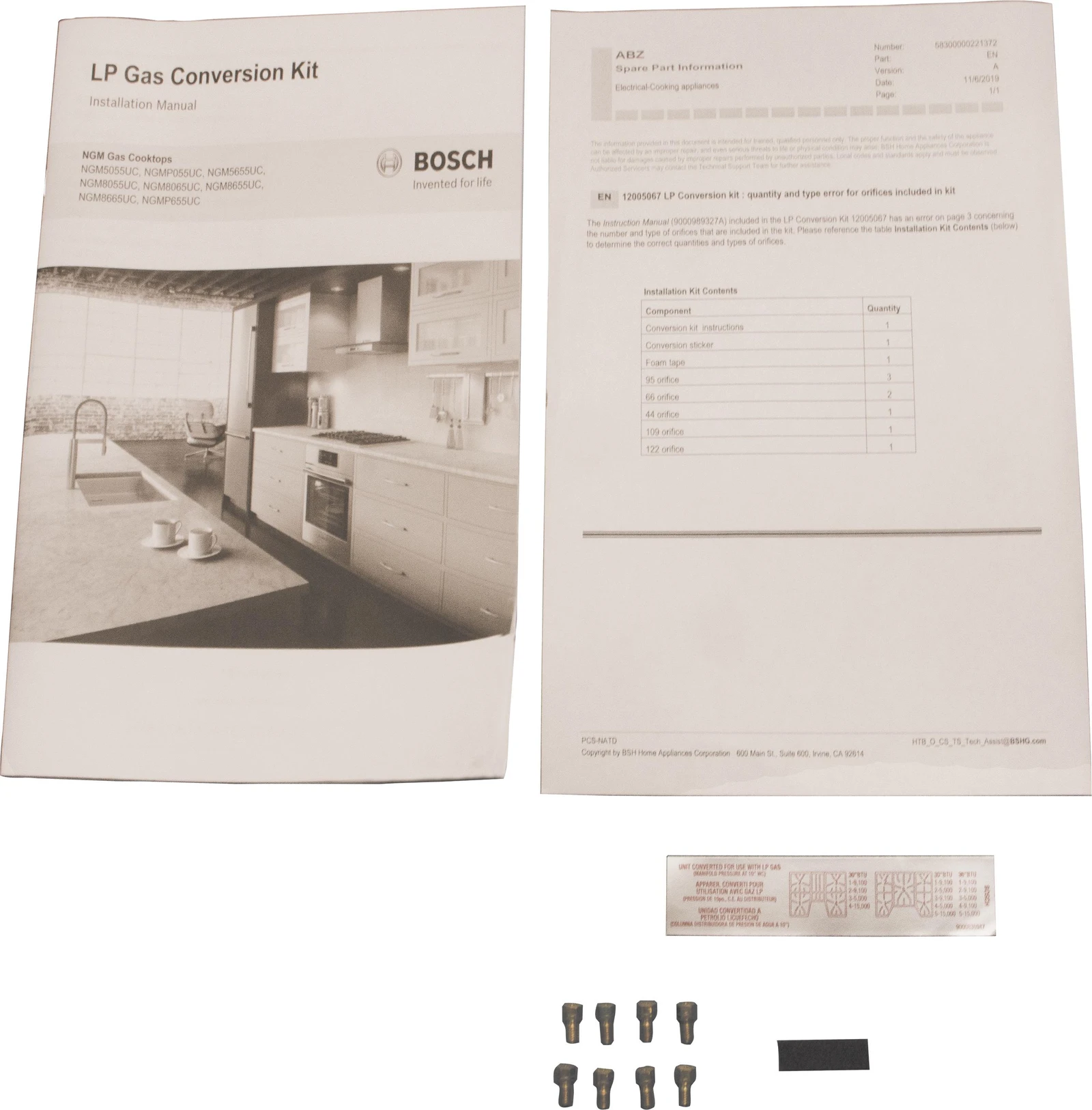 Set Of Jets LP Conversion Kit, SVC (Incl Jets, Conv Label, Instr