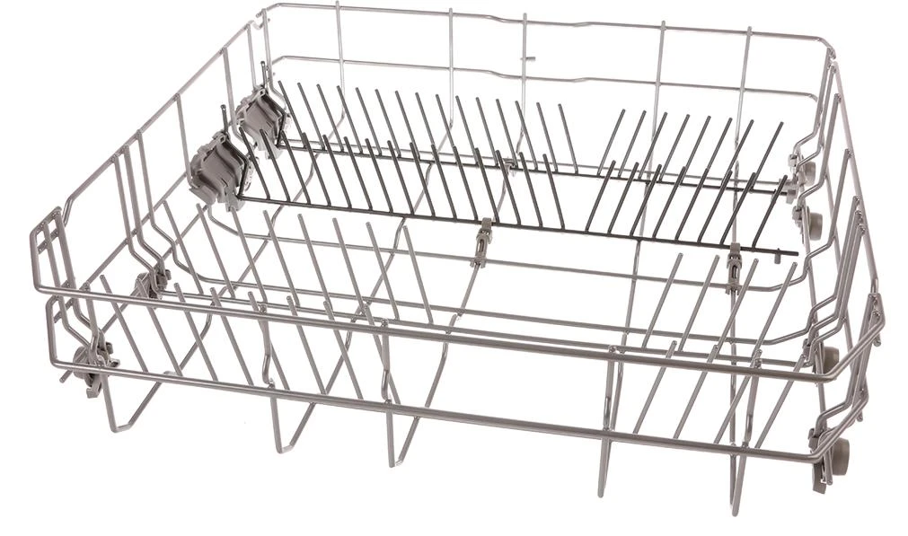 Crockery Basket Lower Rack Silver, 2 Flip Tines Dark Grey