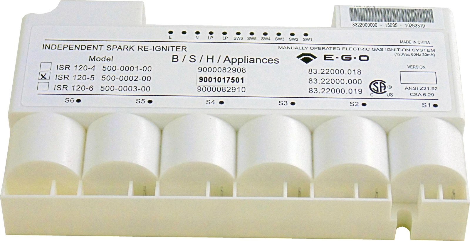 Spark Re-Ignitor, 5 Burner