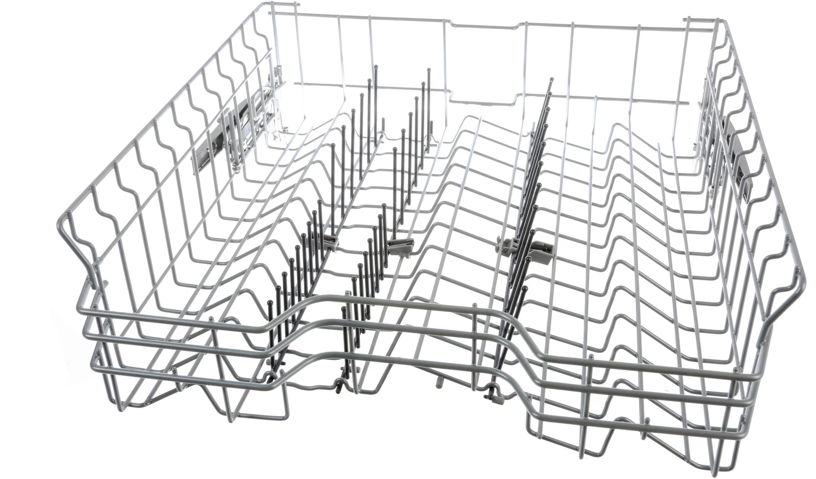 Upper Crockery Basket Silver, 6 Flip Tines, Rackmatik + Clamps Telescoping Rail