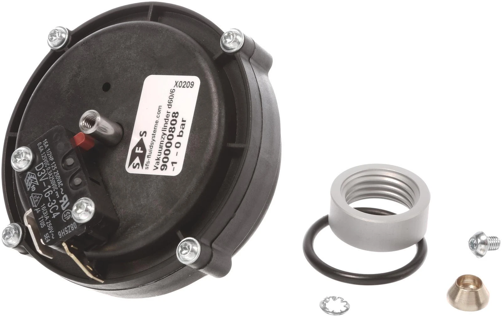 Vacuum Cylinder With O-Ring (Seal) And Neck Nut