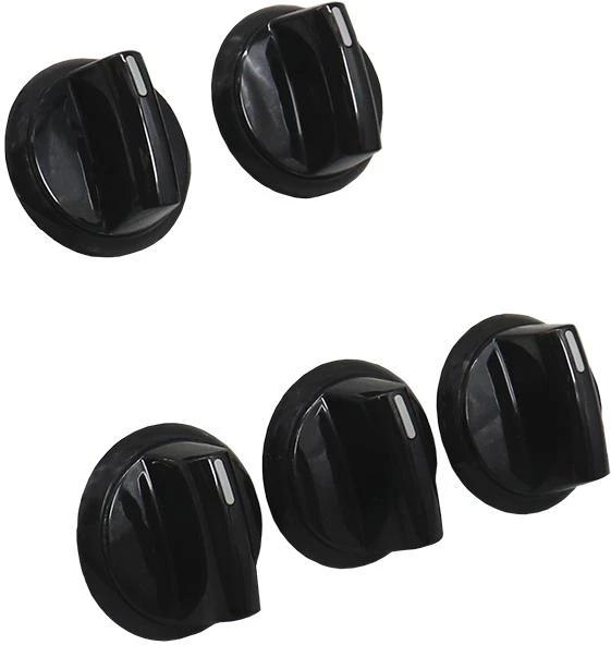 Black, Set Of 5, For 4-5 Knob Nem Electric Cooktops