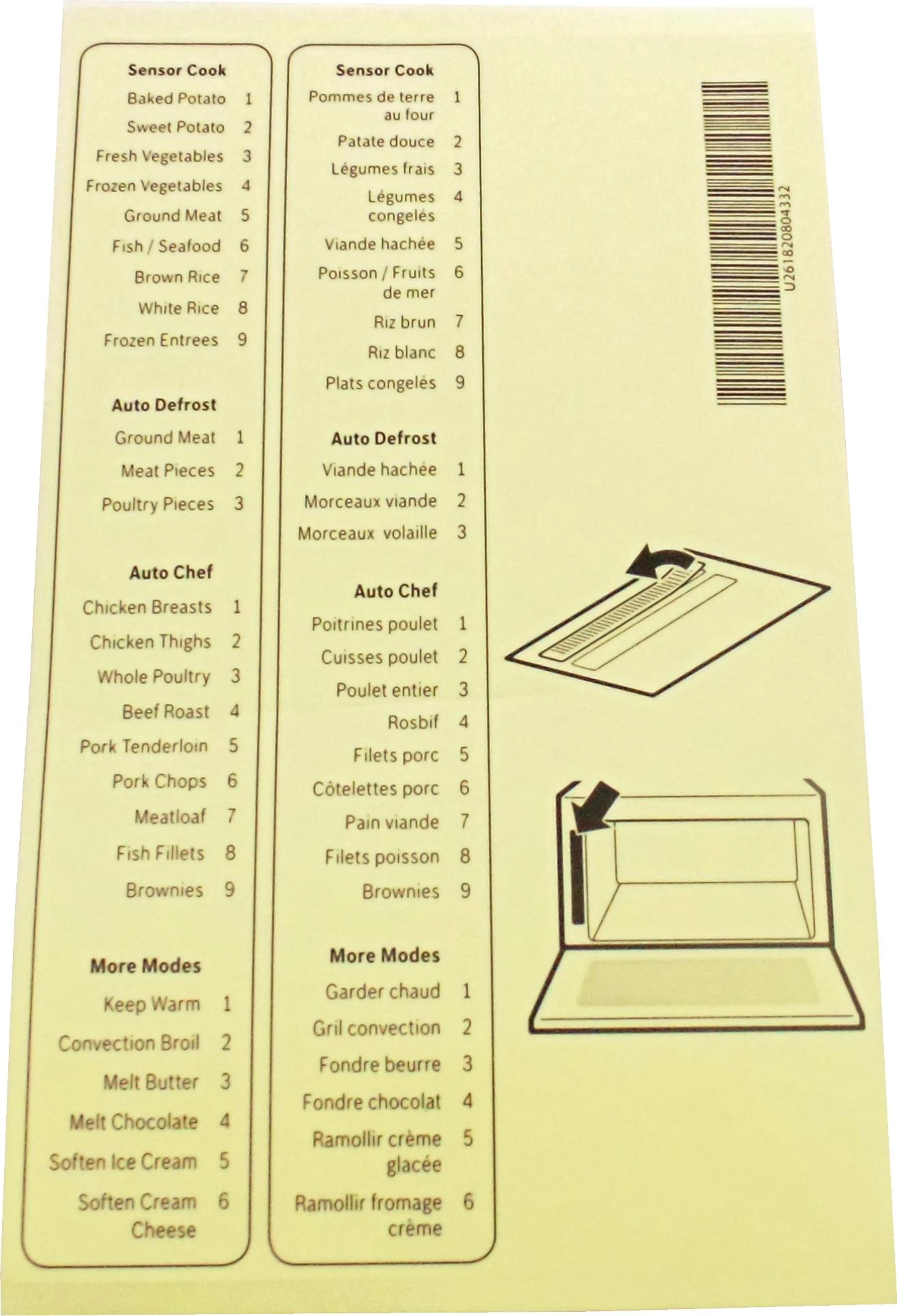 Sticker Cooking Guide Labels (EN/FR)