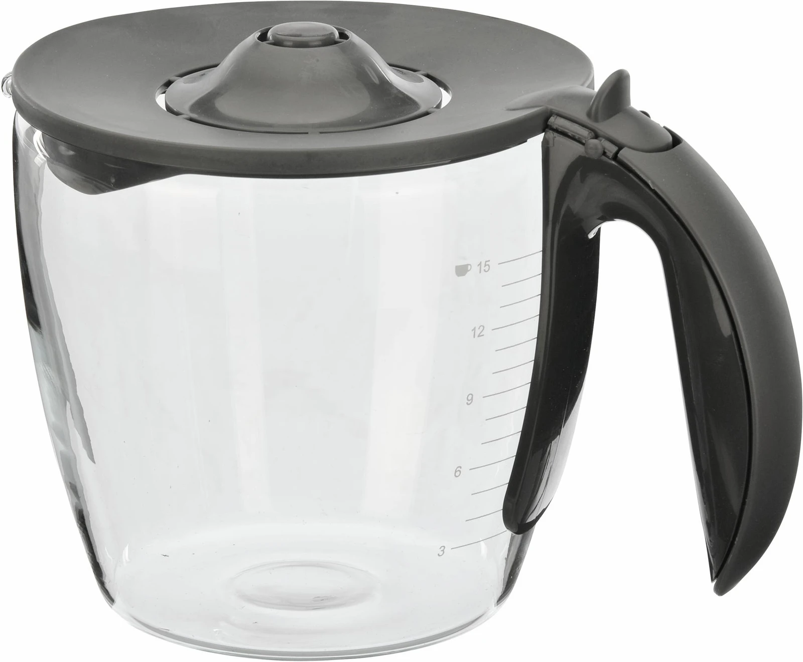Glass Jug 1 Complete Set With Lid And Handle, Dark Grey
