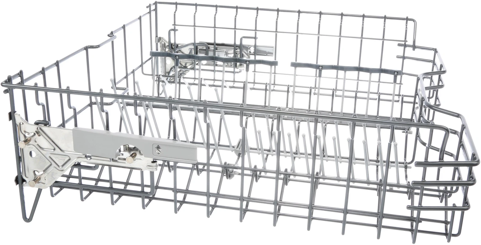 Upper Crockery Basket Above, Dark Grey, 6 Flip Tynes, Rackmatik, Telescoping Rail