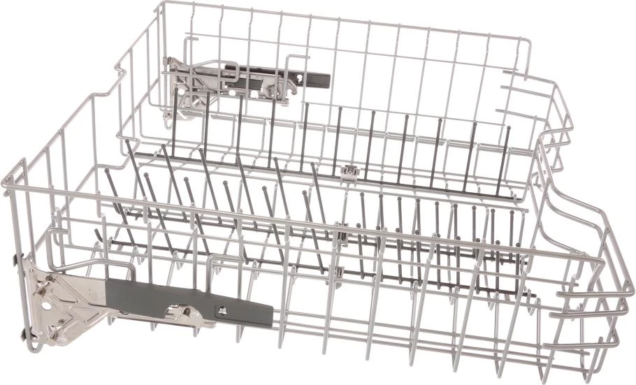 Crockery Basket Upper Rack Silver, 6 Flip Tines Dark Grey, Rackmatic, Telescoping Rail