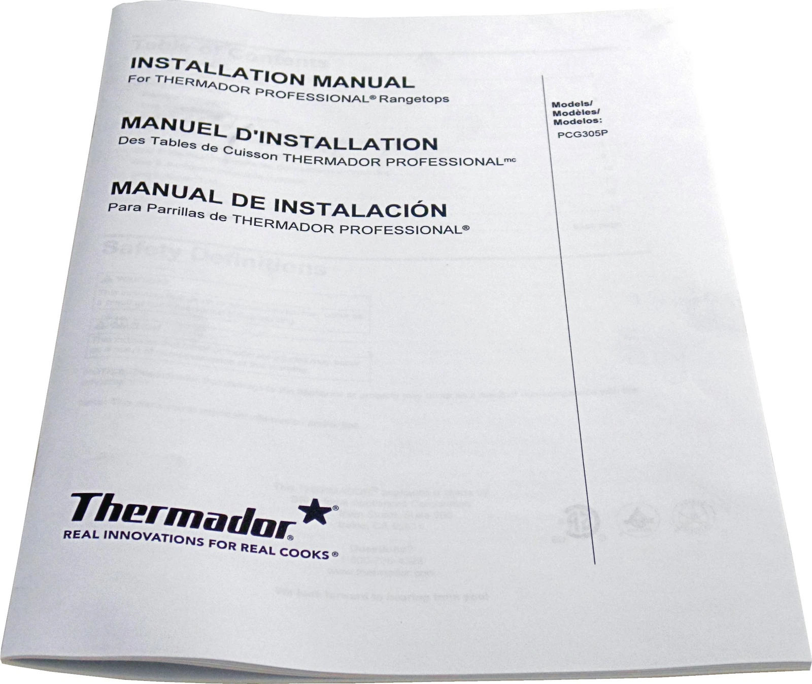 Manual, Installation, Rangetop Tri