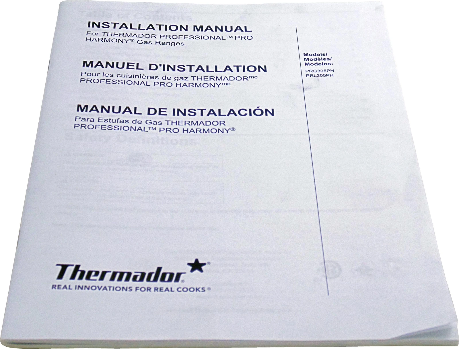 Manual, Installation, Gas 305 Only